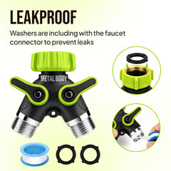 Craft911 Garden Hose Splitter 2 Way back view showing inlet and outlet