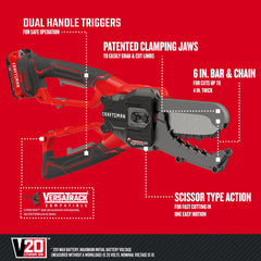 CRAFTSMAN V20 Cordless Lopper in use cutting a branch