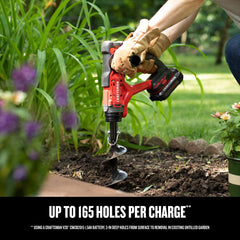 CRAFTSMAN V20 cordless tool in action digging a hole