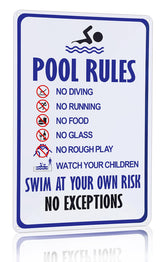 CrazySign Pool Rules Vintage Tin Sign front view