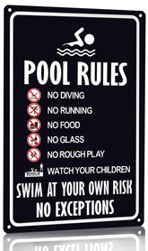 CrazySign vintage tin pool rules sign front view 8x12 inches