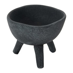 Creative Co-Op terracotta footed planter front view in slate grey