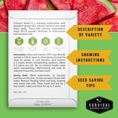 Crimson Sweet watermelon seeds packet from Tri-Color pack