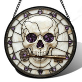 CRISGIF Gothic Halloween Stained Glass Window Hanging front view
