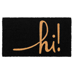 Croft&Cane Black Coir Doormat front view with natural coir lettering