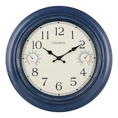 Crosstime 18-inch outdoor clock front view with blue finish