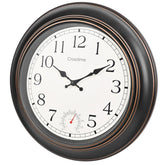 Crosstime 18-inch Retro Outdoor Wall Clock in Bronze front view