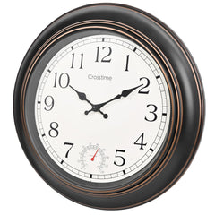 Crosstime 18-inch Retro Outdoor Wall Clock in Bronze front view
