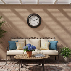 Crosstime 18-inch Retro Outdoor Wall Clock mounted on a garden wall