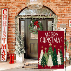 CROWNED BEAUTY Christmas Trees Garden Flag double-sided view