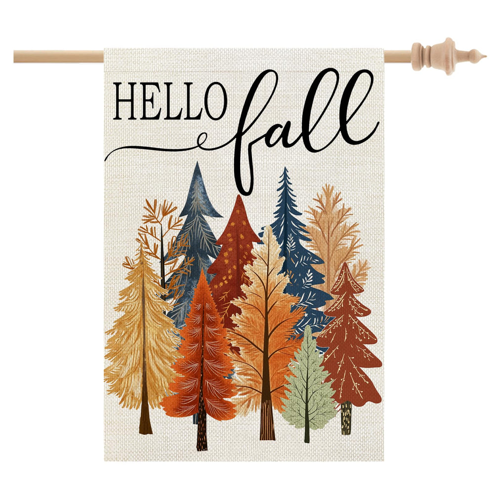 CROWNED BEAUTY Fall Welcome Trees House Flag front view