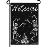 Cryfox Halloween Skull Garden Flag front view with vibrant design