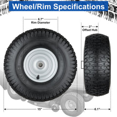 Cubesprings 15x6.00-6 lawn mower tire tread pattern
