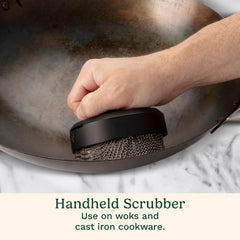 Cuisinart Chainmail Grill Cleaner with detachable head on a grill