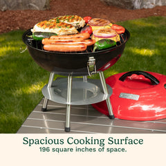 Cuisinart Portable Charcoal Grill with lid open showcasing cooking grate