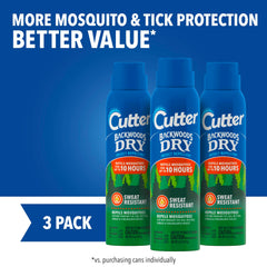 Cutter Backwoods Dry Insect Repellent 4 Oz aerosol can side view