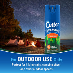 Cutter Backwoods Insect Repellent being sprayed outdoors