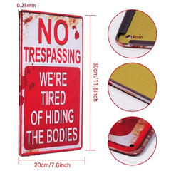 CVNDKN Halloween Decoration Metal Sign back view with pre-drilled holes