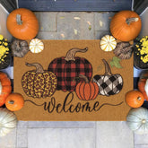 CXQRR Hello Pumpkin Welcome Coir Door Mat front view