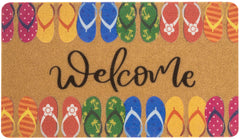 CXQRR Welcome Matt outdoor doormat with colourful flip-flop design