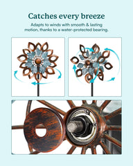 Cyan Oasis Wind Spinner in garden setting