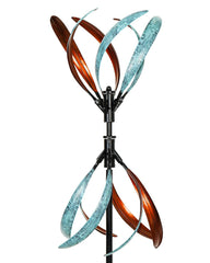 Cyan Oasis Wind Spinner Outdoor, Copper and Teal front view
