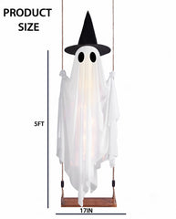 CYSKXYI 5FT Halloween swinging ghost with detachable witch hat