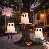 CYSKXYI Halloween Swinging Ghost Outdoor Decor set of 3 with LED lights