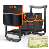 CZZXI Garden Kneeler and Seat front view, Black and Orange
