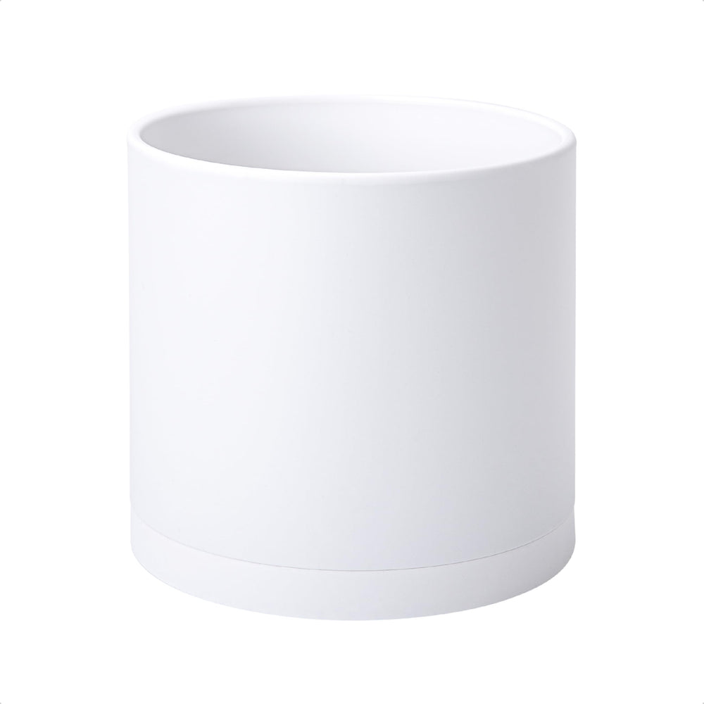 D'vine Dev 10 Inch Plastic Planter Pot with Saucer, White front view