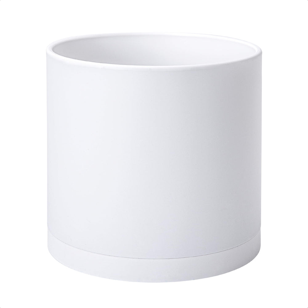 D'vine Dev 12 Inch Plastic Planter Pot front view with saucer