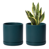 D'vine Dev 2-Pack Ceramic Pots in Teal, front view