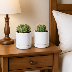 D'vine Dev 2-Pack Ceramic Pots side view with drainage holes