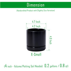 D'vine Dev 2-Pack Ceramic Pots with Saucers, Black, close-up of drainage hole