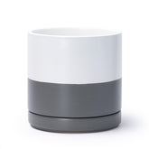 D'vine Dev 8.2 Inch Ceramic Planter Pot front view in White/Grey