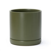 D'vine Dev 8.2 Inch Ceramic Planter Pot in Olive colour, front view.