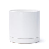 D'vine Dev 8.2 Inch Ceramic Planter Pot in white with saucer