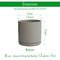 D'vine Dev 8 Inch Ceramic Planter Pot Gray drainage hole detail