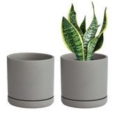 D'vine Dev ceramic pot front view in grey colour