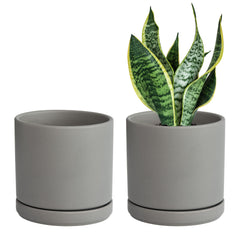 D'vine Dev ceramic pot front view in grey colour