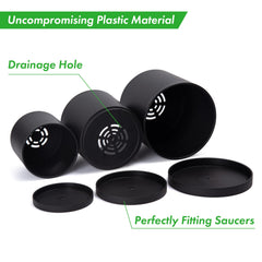 D'vine Dev small plus plastic pots set displayed together