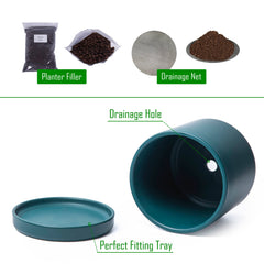 D'vine Dev teal planter pots with drainage mesh nets