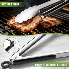 DAILY KISN BBQ Tongs showing stainless steel tips
