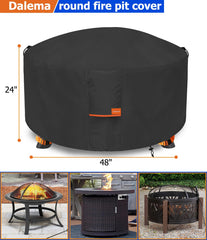 Dalema Fire Pit Cover round 48" Dia 24" H black side view