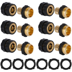 Dalmbox 3/4" garden hose quick connect fittings set in gold