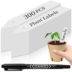 Dalzom 300 Pcs white plant labels with marker pen front view