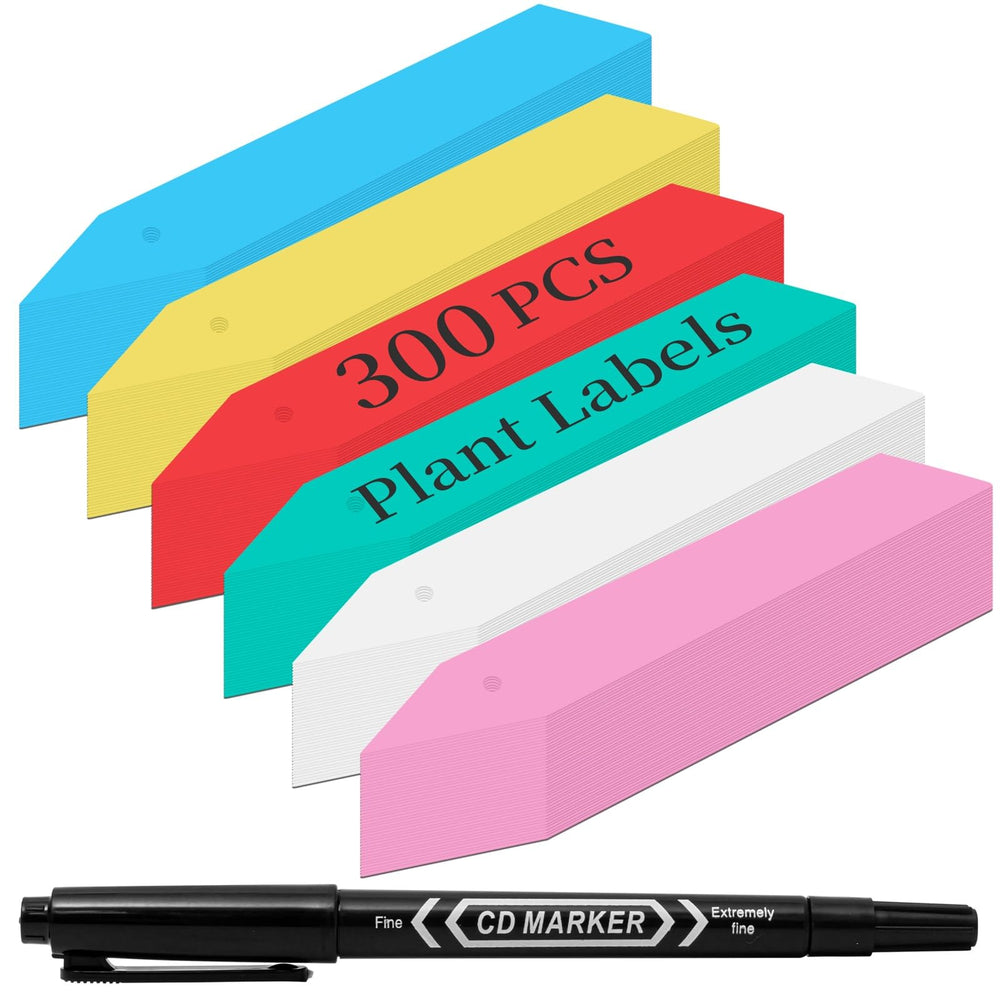 Dalzom 300 plant labels in multicolor with permanent marker pen