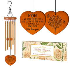 Damaigiift wind chime for mom front view with floral design