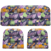 DANGHOOGY wicker chair cushion set in purple flower design, front view