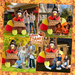 Danxilu inflatable turkey with Pilgrim hat and Happy Thanksgiving sign